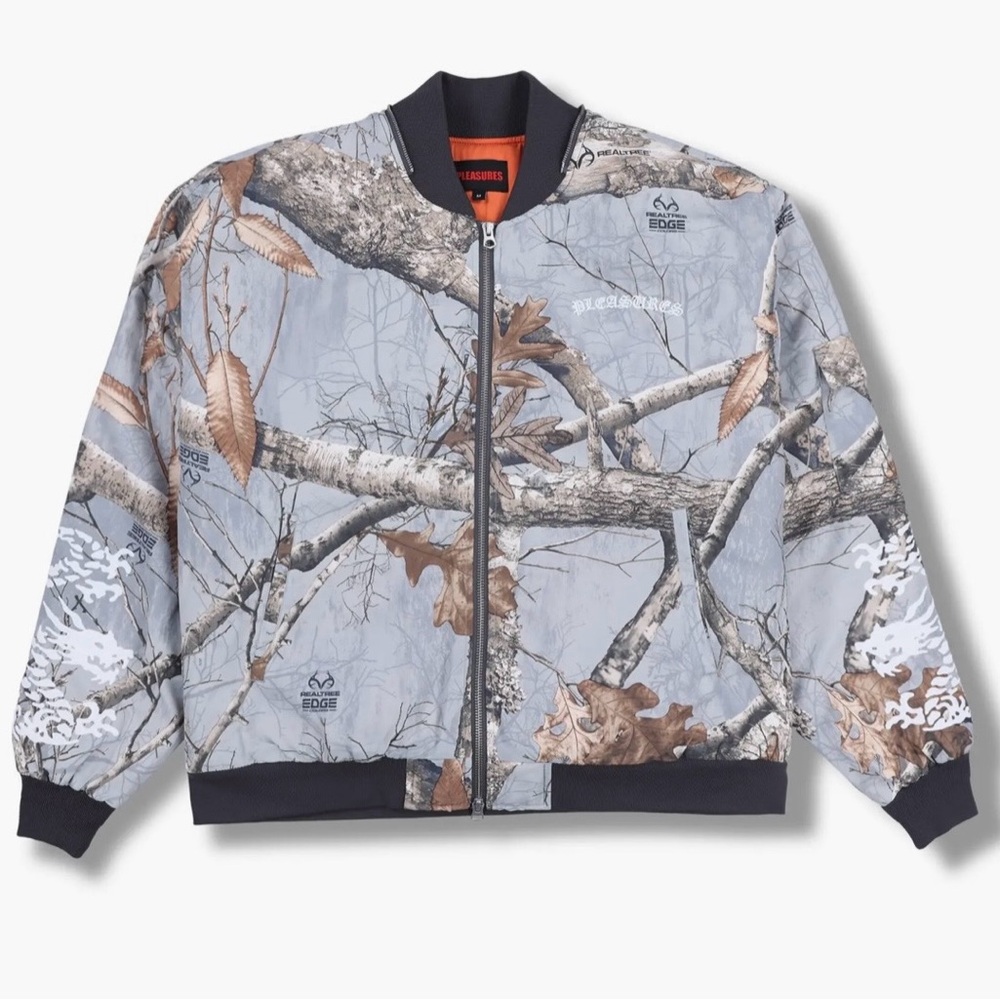 Pleasures EDGE Woodland Camo Bomber Jacket - Gray and Brown